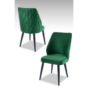 Set scaune 2 piese, Beckley, Pufi, PAL, Verde/Negru imagine
