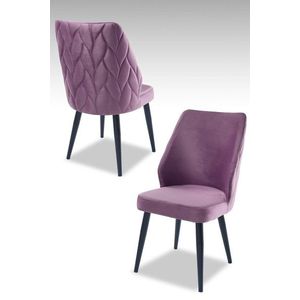 Set scaune 2 piese, Beckley, Pufi, PAL, Liliac / Negru imagine