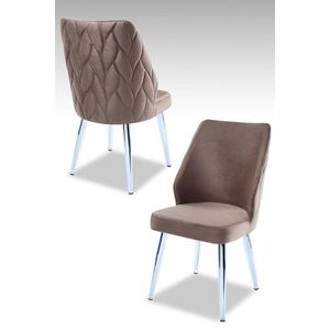 Set scaune 2 piese, Beckley, Pufi, PAL, Cappuccino / Chrome imagine