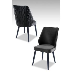 Set scaune 4 piese, Beckley, Pufi, PAL, Antracit / Negru imagine