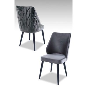 Set scaune 4 piese, Beckley, Pufi, PAL, Gri/Negru imagine