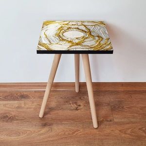 Masuta, Leona, Shp101, 35x42x35 cm, MDF , Alb / Auriu / Negru imagine