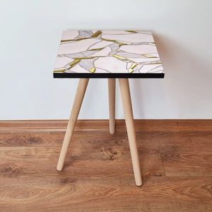 Masuta, Leona, Shp107, 35x42x35 cm, MDF , Alb / Auriu / Gri imagine
