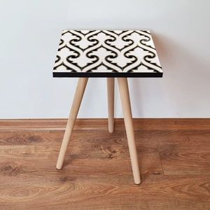 Masuta, Leona, Shp131, 35x42x35 cm, MDF , Negru / Alb / Auriu imagine