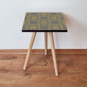 Masuta, Leona, Shp135, 35x42x35 cm, MDF , Gri / Auriu / Negru imagine
