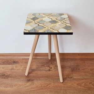 Masuta, Leona, Shp136, 35x42x35 cm, MDF , Bej / Gri / Auriu imagine