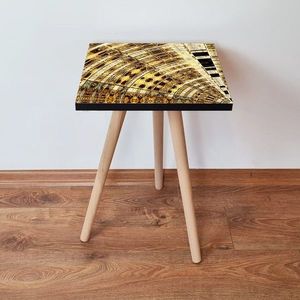 Masuta, Leona, Shp142, 35x42x35 cm, MDF , Auriu / Maro / Negru imagine