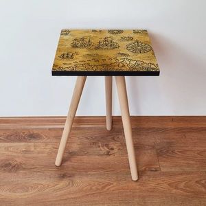 Masuta, Leona, Shp146, 35x42x35 cm, MDF , Camel / Negru imagine