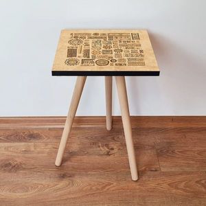 Masuta, Leona, Shp153, 35x42x35 cm, MDF , Camel / Maro / Negru imagine