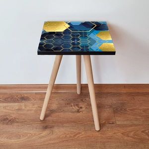Masuta, Leona, Shp160, 35x42x35 cm, MDF , Bleumarin / Auriu / Albastru imagine