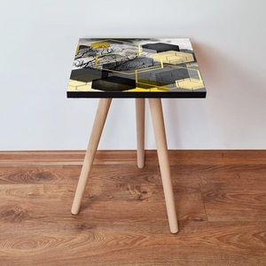 Masuta, Leona, Shp162, 35x42x35 cm, MDF , Negru / Auriu / Gri imagine