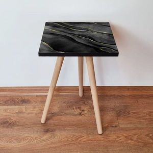 Masuta, Leona, Shp164, 35x42x35 cm, MDF , Negru / Auriu / Alb imagine