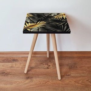 Masuta, Leona, Shp194, 35x42x35 cm, MDF , Negru / Auriu / Gri imagine