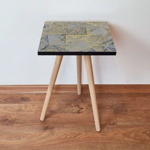 Masuta, Leona, Shp225, 35x42x35 cm, MDF , Gri / Bleumarin / Auriu / Maro imagine