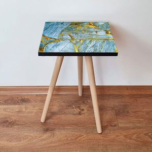 Masuta, Leona, Shp235, 35x42x35 cm, MDF , Albastru / Auriu imagine