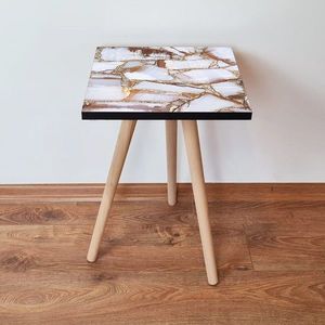 Masuta, Leona, Shp262, 35x42x35 cm, MDF , Alb / Cămilă / Auriu imagine