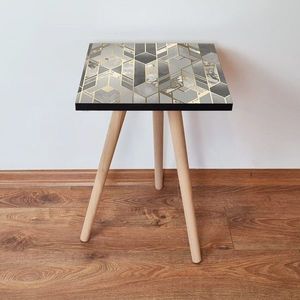 Masuta, Leona, Shp265, 35x42x35 cm, MDF , Gri / Auriu / Alb imagine