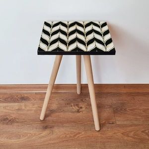 Masuta, Leona, Shp267, 35x42x35 cm, MDF , Negru / Auriu / Alb imagine
