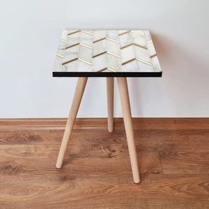 Masuta, Leona, Shp273, 35x42x35 cm, MDF , Alb / Gri / Auriu imagine