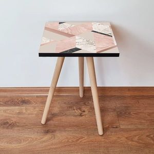 Masuta, Leona, Shp317, 35x42x35 cm, MDF , Roz / Bej / Alb / Negru imagine