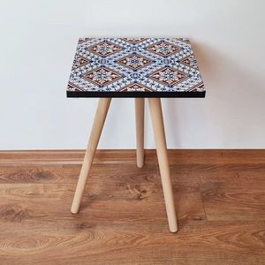 Masuta, Leona, Shp32, 35x42x35 cm, MDF , Alb / Albastru Sax / Maro imagine