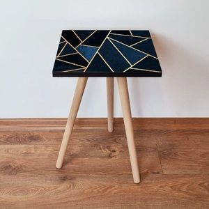 Masuta, Leona, Shp321, 35x42x35 cm, MDF , Bleumarin / Albastru / Auriu imagine
