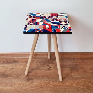 Masuta, Leona, Shp323, 35x42x35 cm, MDF , Roșu / Albastru marin / Crem imagine