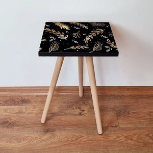 Masuta, Leona, Shp382, 35x42x35 cm, MDF , Negru / Auriu / Alb imagine
