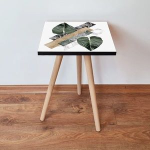 Masuta, Leona, Shp385, 35x42x35 cm, MDF , Alb / Verde / Bej / Negru imagine