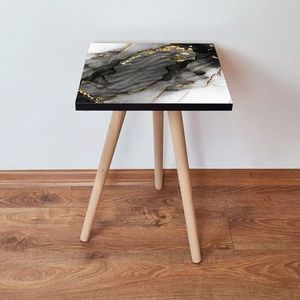 Masuta, Leona, Shp391, 35x42x35 cm, MDF , Negru / Auriu / Alb imagine