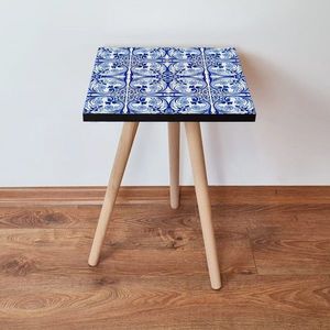 Masuta, Leona, Shp42, 35x42x35 cm, MDF , Alb / Bleumarin imagine