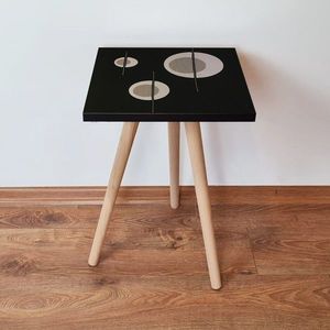 Masuta, Leona, Shp65, 35x42x35 cm, MDF , Negru / Bej / Nurcă imagine