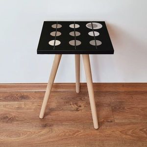 Masuta, Leona, Shp66, 35x42x35 cm, MDF , Negru / Bej / Alb imagine