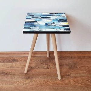 Masuta, Leona, Shp82, 35x42x35 cm, MDF , Alb / Bleumarin / Albastru imagine