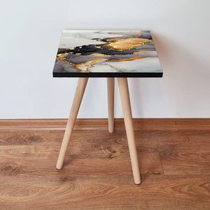 Masuta, Leona, Shp83, 35x42x35 cm, MDF , Gri / Negru / Auriu imagine