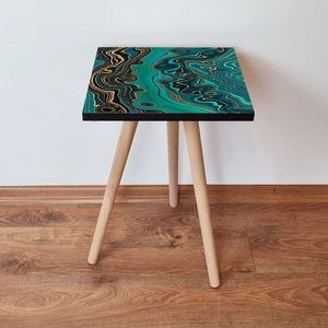 Masuta, Leona, Shp87, 35x42x35 cm, MDF , Verde / Aur / Negru imagine