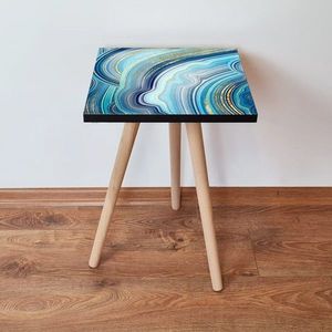 Masuta, Leona, Shp89, 35x42x35 cm, MDF , Bleumarin / Albastru / Alb / Auriu imagine
