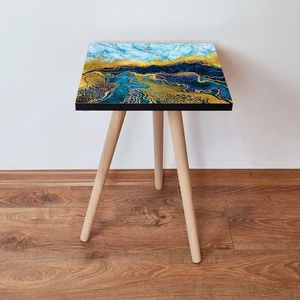 Masuta, Leona, Shp90, 35x42x35 cm, MDF , Albastru / Bleumarin / Auriu imagine