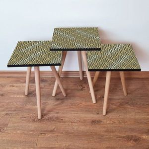 Set masute 3 piese, Leona, 3Shp324, MDF , Antracit / Aur imagine