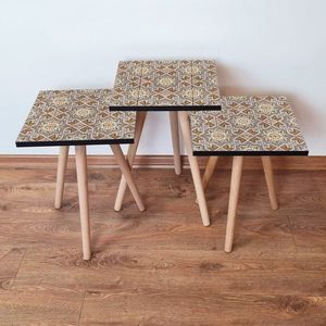 Set masute 3 piese, Leona, 3Shp33, MDF , Multicolor imagine