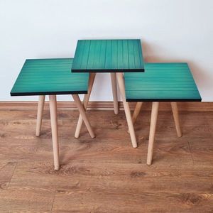 Set masute 3 piese, Leona, 3Shp333, MDF , Albastru imagine