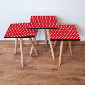 Set masute 3 piese, Leona, 3Shp337, MDF , Roșu / galben imagine
