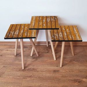 Set masute 3 piese, Leona, 3Shp343, MDF , Cămilă / Bej imagine
