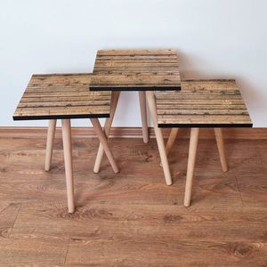 Set masute 3 piese, Leona, 3Shp344, MDF , Maro imagine