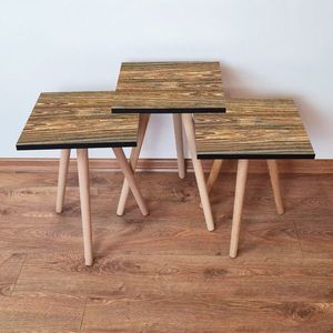 Set masute 3 piese, Leona, 3Shp345, MDF , Maro imagine