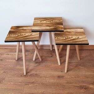 Set masute 3 piese, Leona, 3Shp346, MDF , Maro imagine