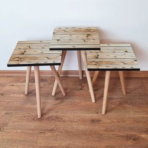 Set masute 3 piese, Leona, 3Shp347, MDF , Bej imagine