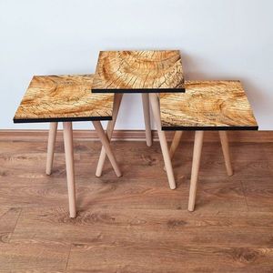 Set masute 3 piese, Leona, 3Shp351, MDF , Camel imagine