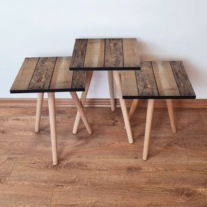 Set masute 3 piese, Leona, 3Shp355, MDF , Maro imagine