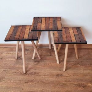 Set masute 3 piese, Leona, 3Shp356, MDF , Maro imagine